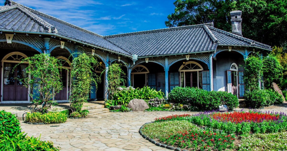 グラバー園にある洋風建築と美しい庭園